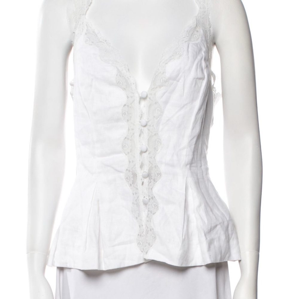 Trendy Reformation White Linen Top